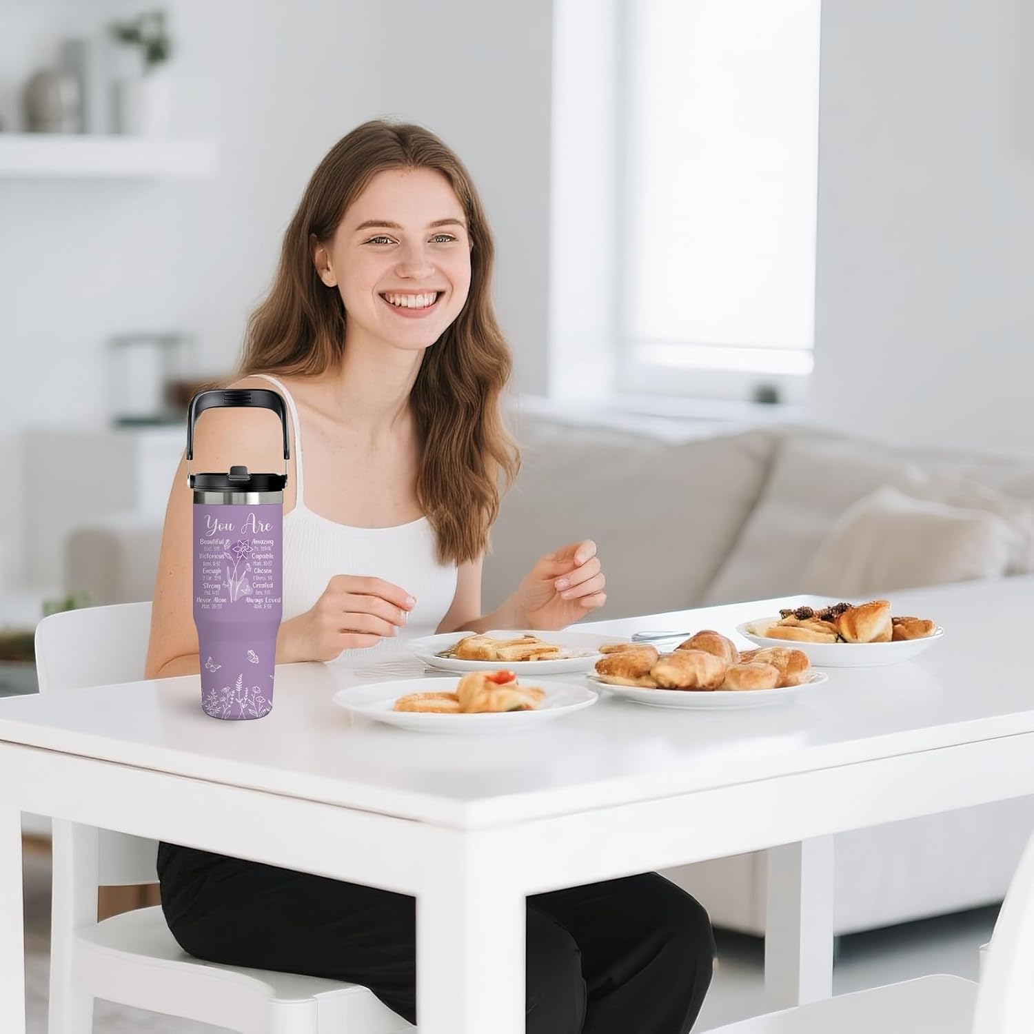 30oz Christian Tumbler with Handle - Stainless Steel Insulated Travel Mug with Bible Verse, Inspirational Gift for Women, Mom, Daughter - Jesus Scripture Cup for Christmas, Birthday, Mother's Day - Image 7