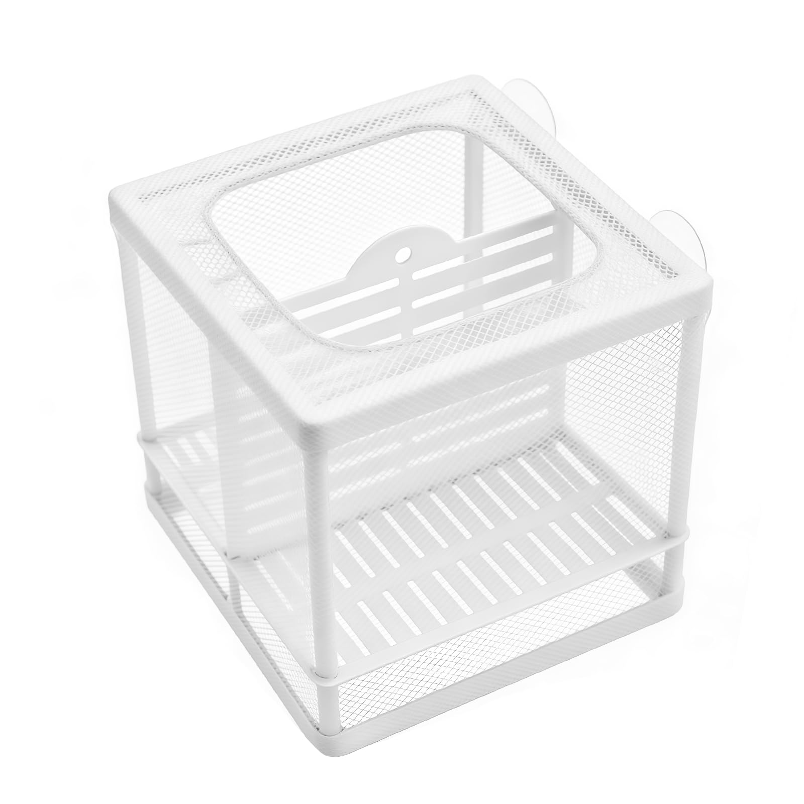 AOVNA Fish Tank Breeder Net Aquarium Separation Net Fish Incubator Mesh Box Tank Incubator with Suction Cups Fish Fry Hatchery Breeder Box for Shrimp Betta Tank (14 * 15 * 16cm)