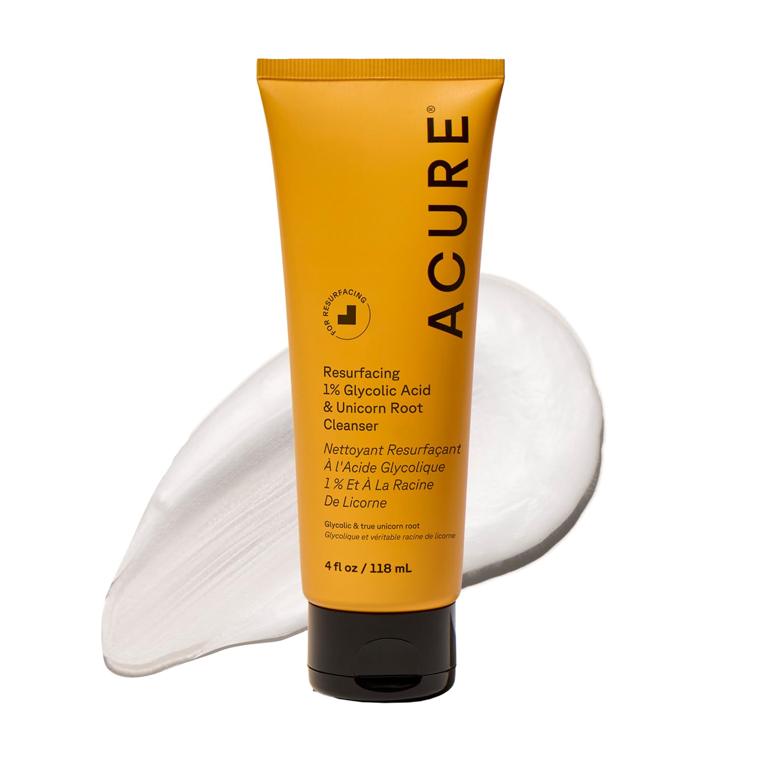 Acure Resurfacing Glycolic & Unicorn Root Cleanser Bright 4 oz PK-1 W/Free Gift
