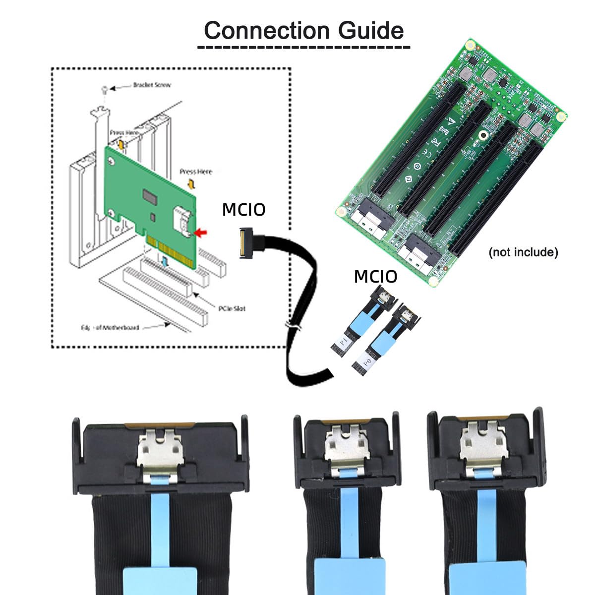 cablecc MCIO PCI-E 5.0 Mini Cool Edge IOSTR PCI-E 8i 74Pin Maschio a Dual MCIO 38Pin Maschio Extender Cable 50 cm