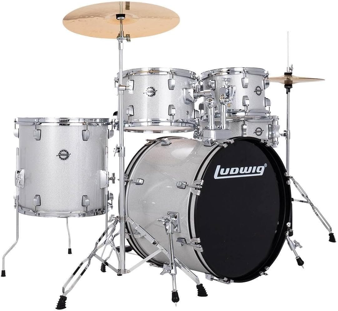 Ludwig Accent FUSE 5pc Acoustic Drum Set Pack Silver Sparkle