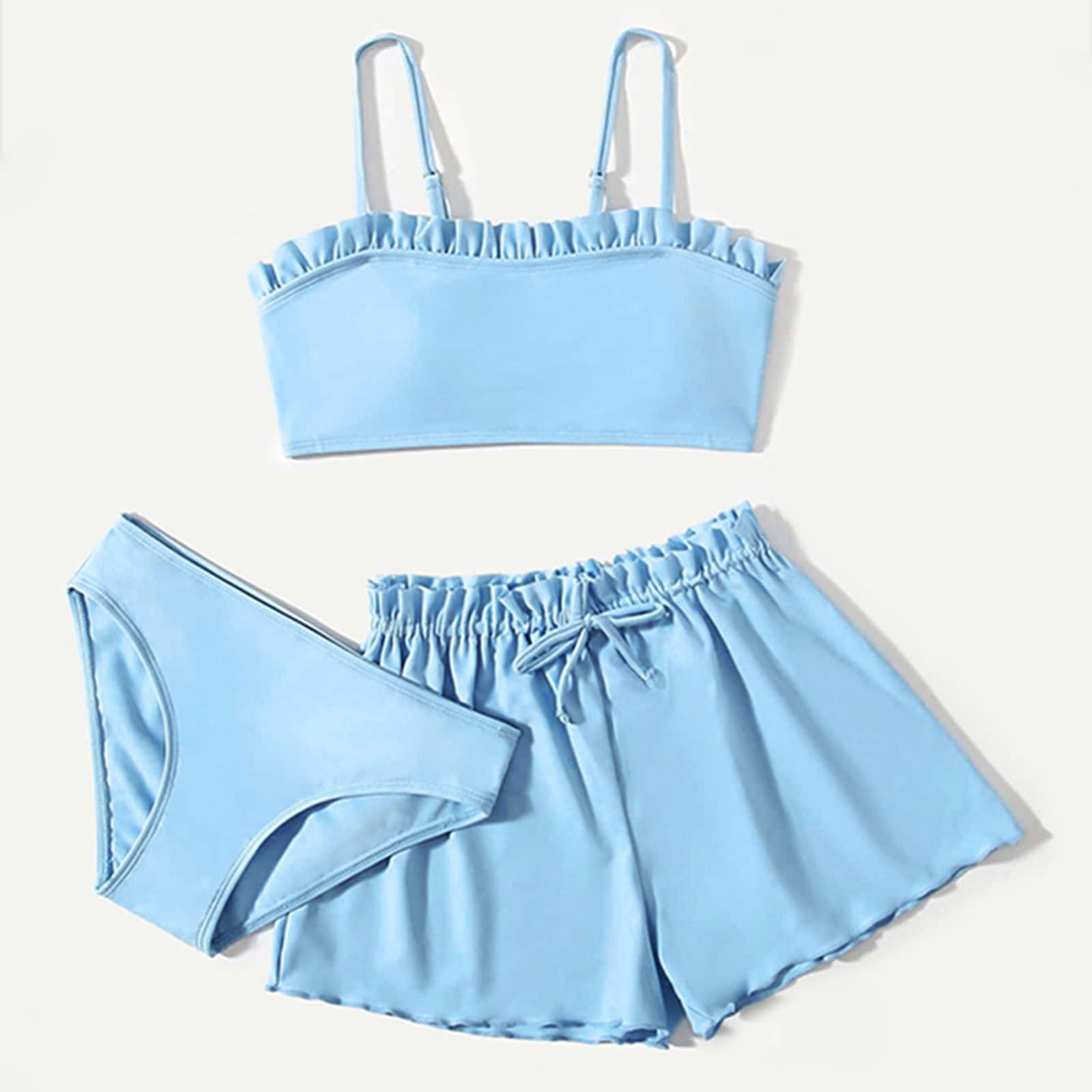 Generisch 3 piezas trajes de baño bikini niña conjunto camiseta natación