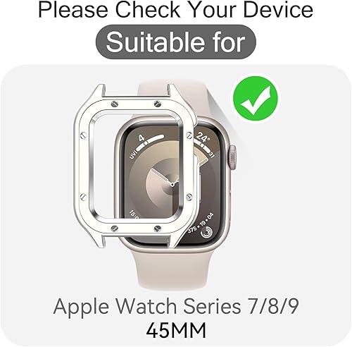 Miniatura 2 de Funda compatible con Apple Watch Series 7, 8, 9, de 1.772 in con protector de pantalla de vidrio templado, funda rígida de policarbonato para iWatch