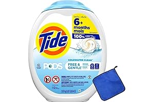 Tide Ultra Concentrated Free and Gentle Laundry Detergent Soap All Free Pods, HE, 112 Count