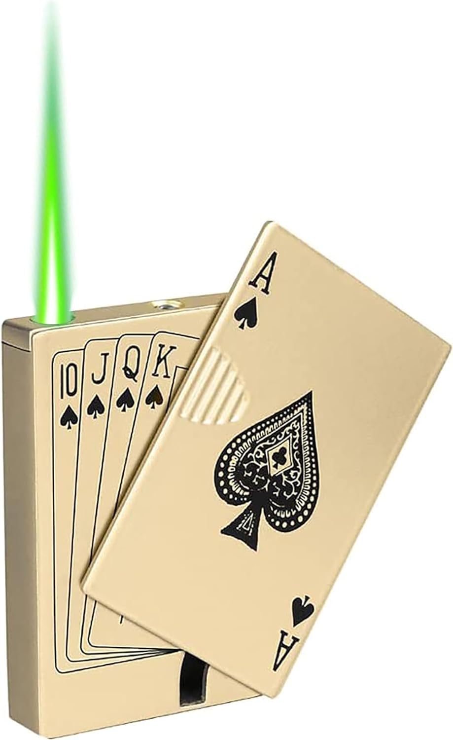 Jet Torch Lighter, Ace Card Green Flame Lighter, Metal Poker Design Windproof Refillable Butane Cool Lighter, Outdoor, Indoor, Camping, BBQ, Candle,