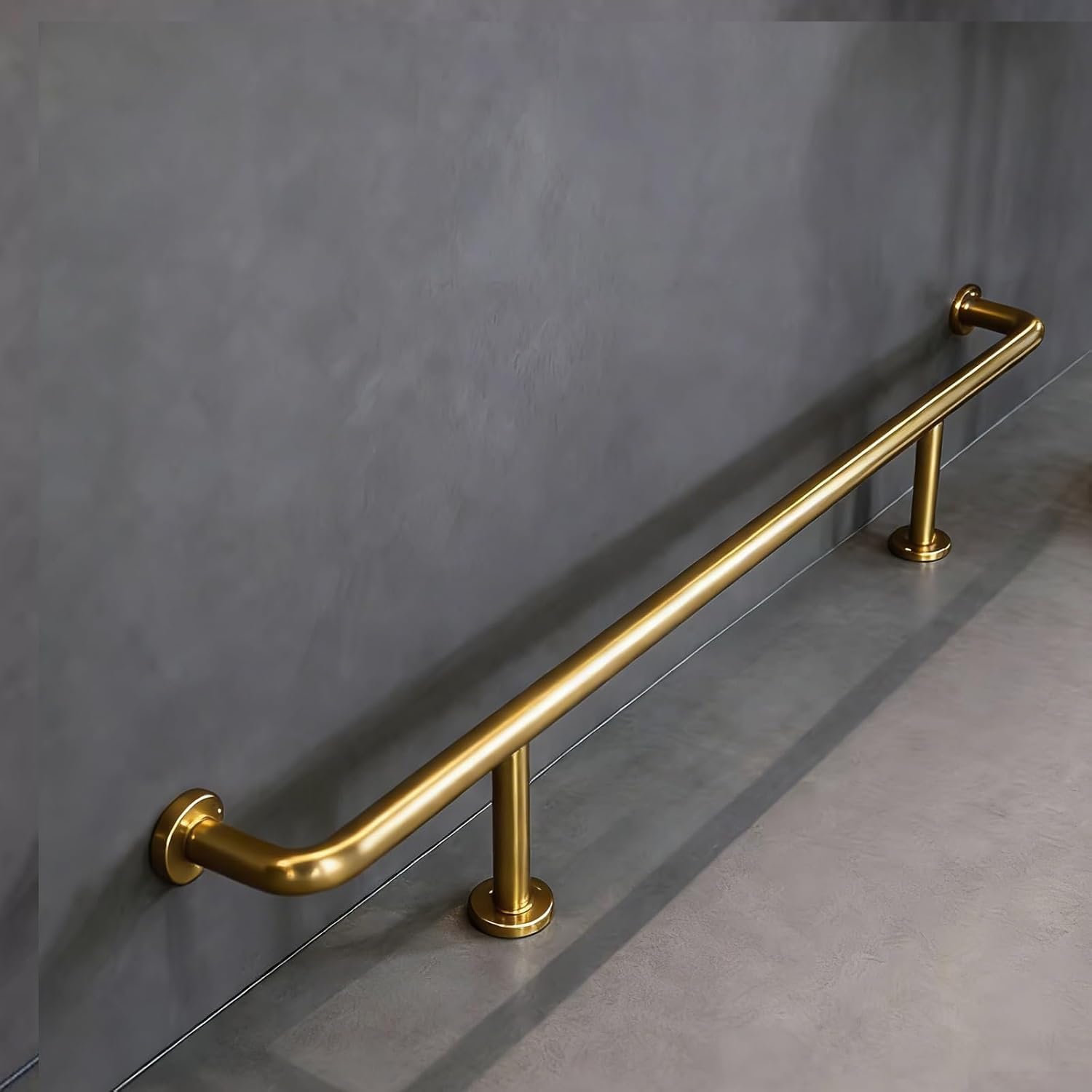 k3Mq9Rw Handrails with kick plates Basement Bar Wall-Mounted Footrest Set With Installation Kit(Gold,80cm/2.4ft)