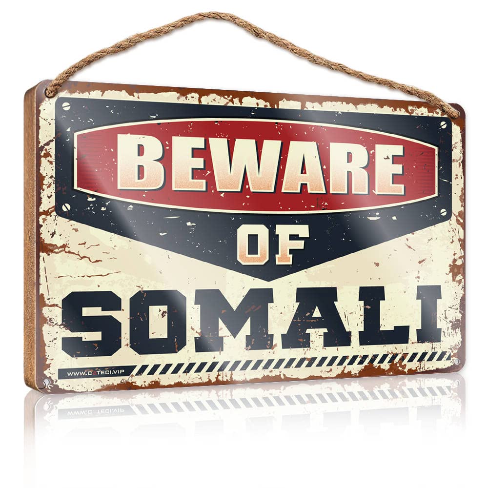 DTHA Personalized Front Door Sign Beware Of Somali Wooden Sign Funny Bathroom Decor Door Sign For Bedroom(20X30CM)
