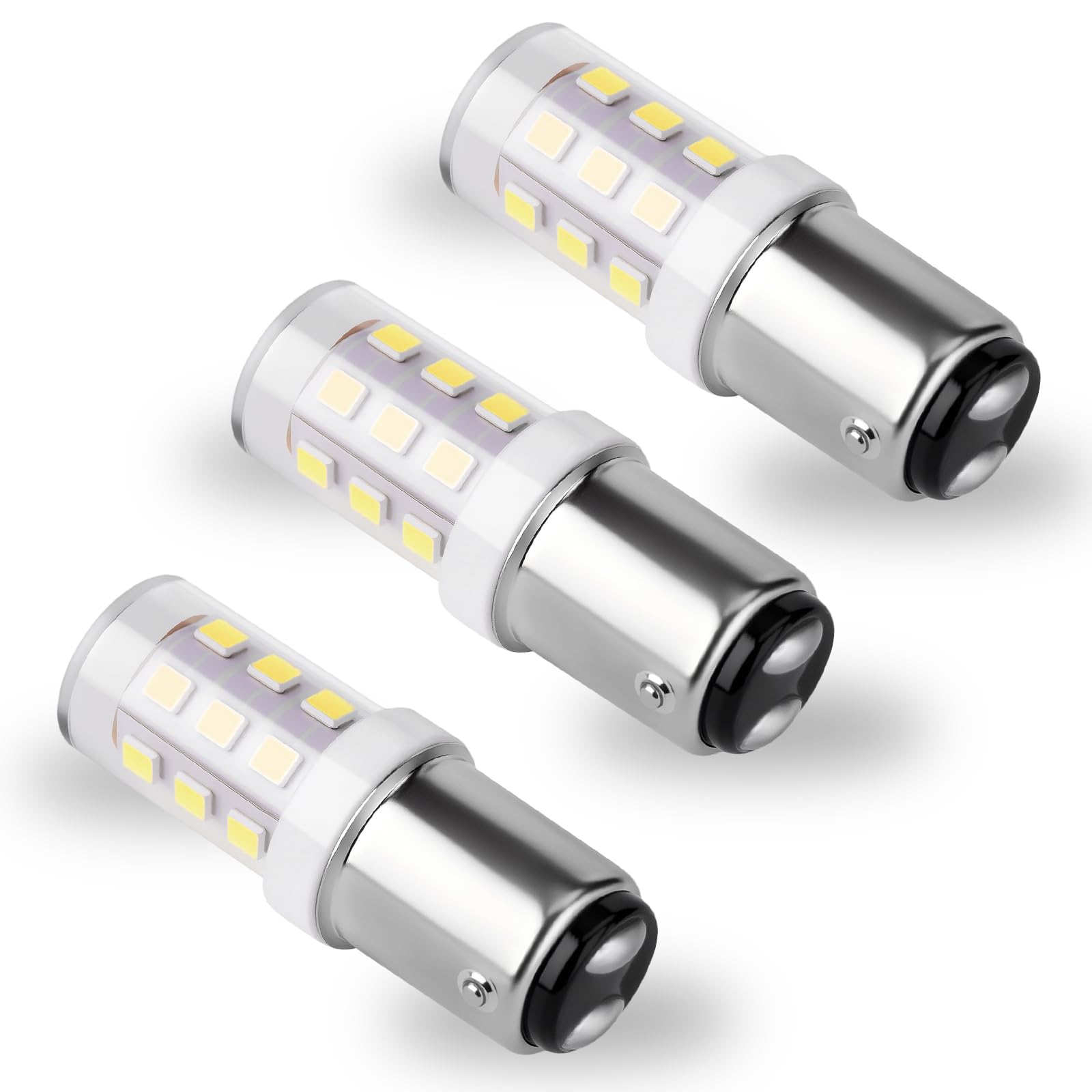 3-Pack BA15D 12Volt LED Bulb, 1076 1142 1176 S8 1004 90 LED Bulbs Bright White 6000K, Bayonet Bulb Double Contact for RV Camper Trailer Boat Interior Marine Lights