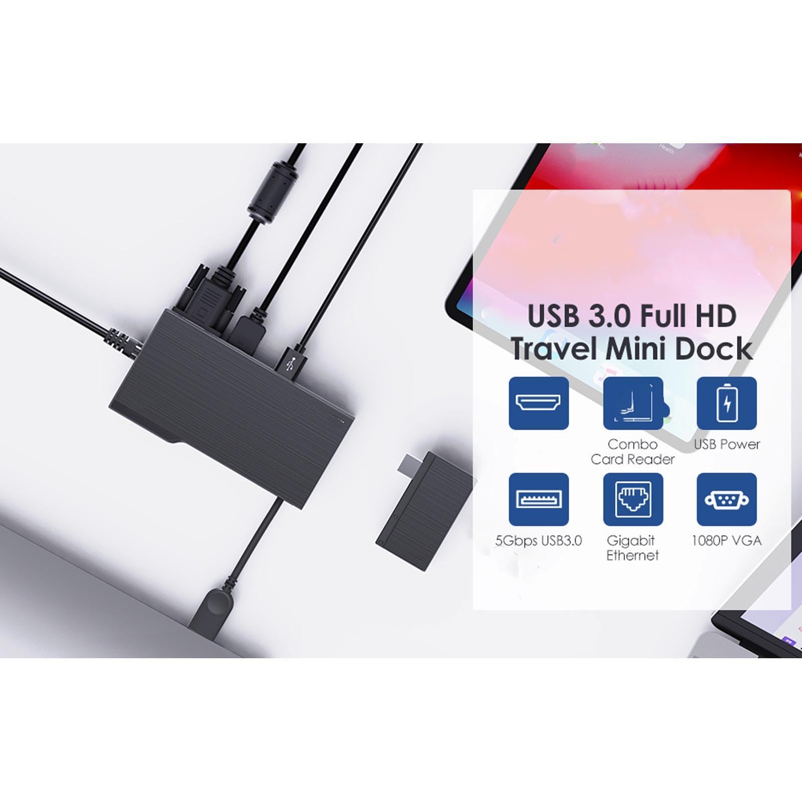 Stacja Dokująca USB C 9 w 1 z Podwójnym Wyświetlaczem dla Systemów i Mac Kompaktowa i Lekka