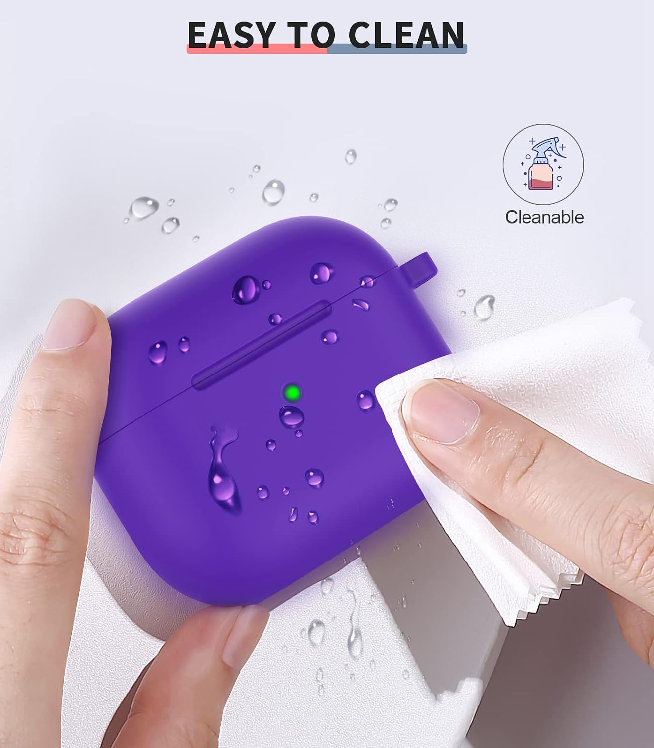 BRG Airpods 3 Case Cover, Soft Silicone Protective Case Skin with Keychain for Apple Airpods 3 Case 2021[Front LED Visible] (Deep Purple)