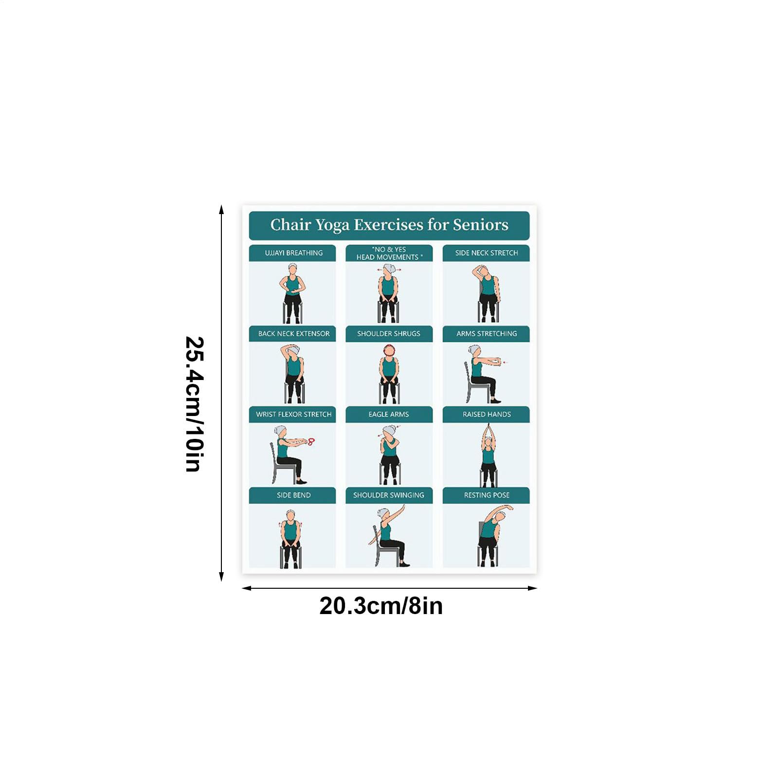 Poster de yoga sur chaise, routines organisées, 5 défis de 30 jours, tableaux d'exercices laminés doux assis, affiche d'entraînement de yoga, affichage polyvalent, pour personnes âgées et