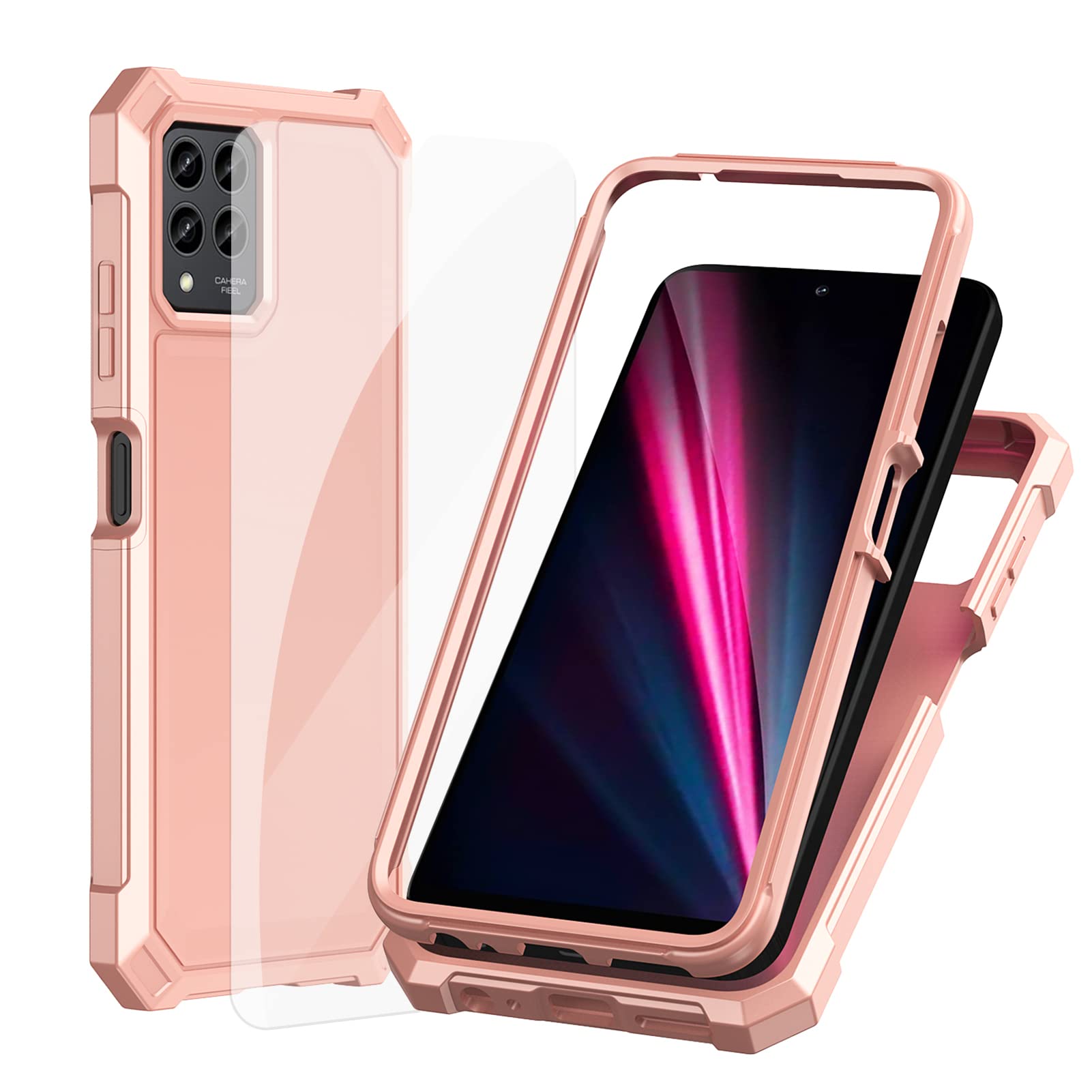 Ailiber for T-Mobile Revvl 6X Pro 5G / Revvl 6 Pro 5G Case with Screen Protector, Dual Layer Protection, Shock-Absorbing Corners TPU Bumper, Military