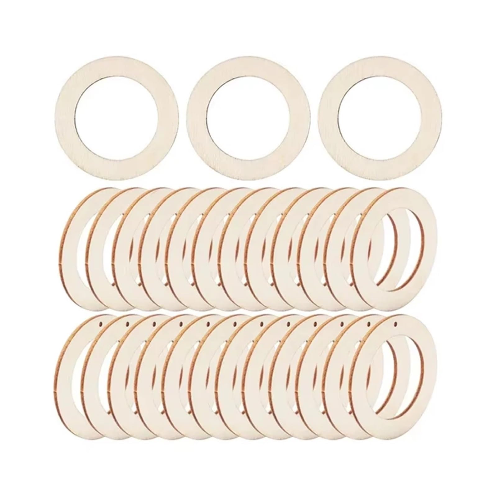 Holzringe zum Basteln 4-15 cm flache Holzringe, unfertige Holzkreise for DIY-Kunsthandwerk, Schmuckherstellung, Makramee-Kunst, Heimdekor-Projekt(Without hole,50pcs 125mm)