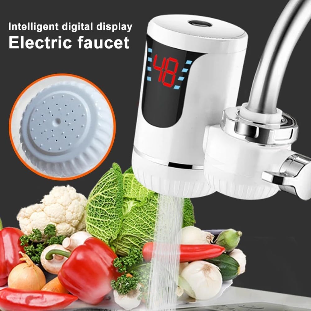 Calentador de Agua Eléctrico de 3 Segundo Grifo de Agua Caliente Eléctrico Rápido Calentador de Agua sin Tanque Adaptador de Grifo de Autocalentamiento Caliente Control de Temperatura Dual
