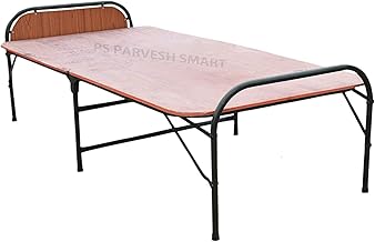 PS PARVESH SMART Full (12 Mm Board) Plywood Folding Bed with Smart Pillow Support Bed Head. Size (36"X72"), Black