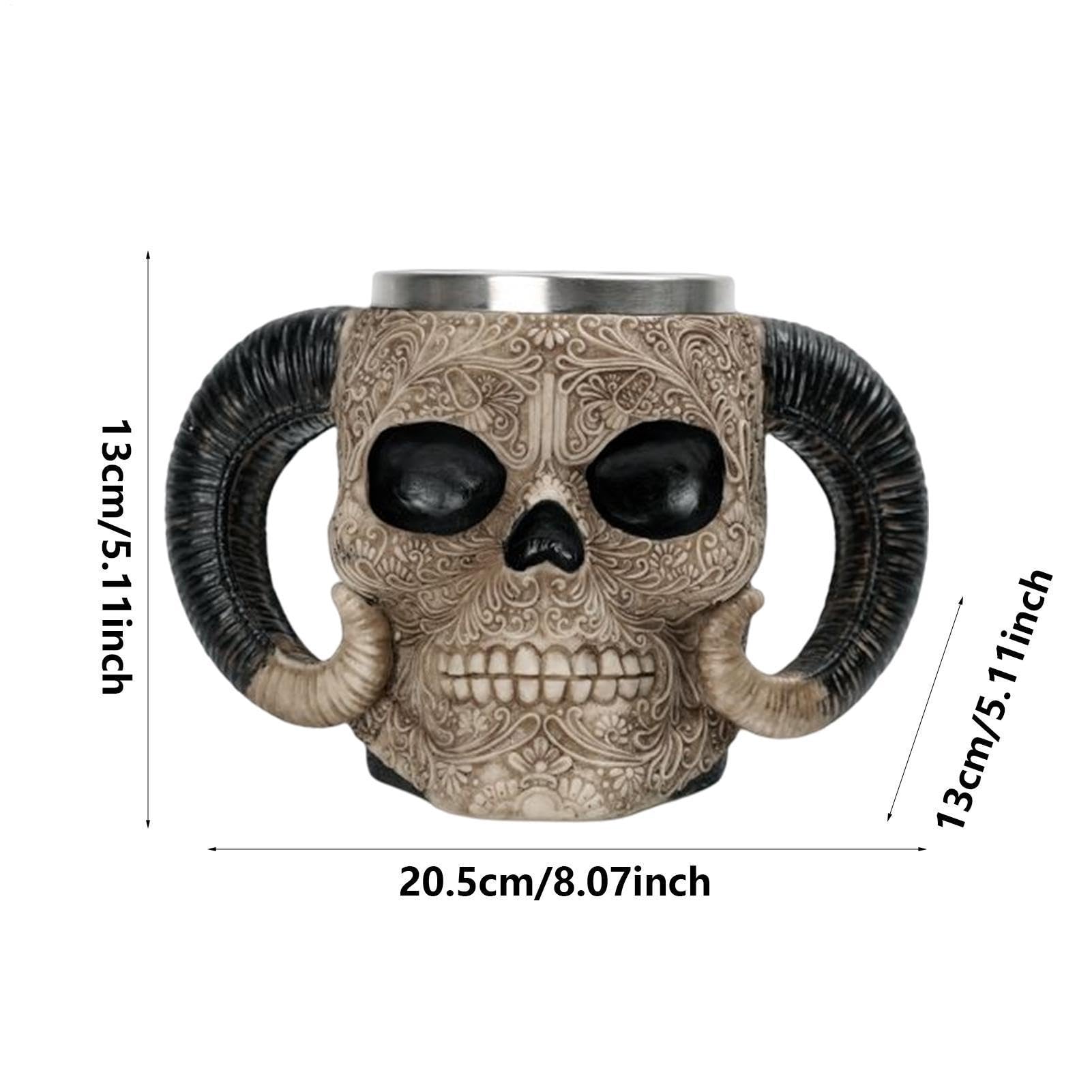 Tazze da bere con teschio, da caffè con teschio, per birra, tè | da tè | Design 3D intagliato di grande capacità, da caffè per bar, feste di Halloween