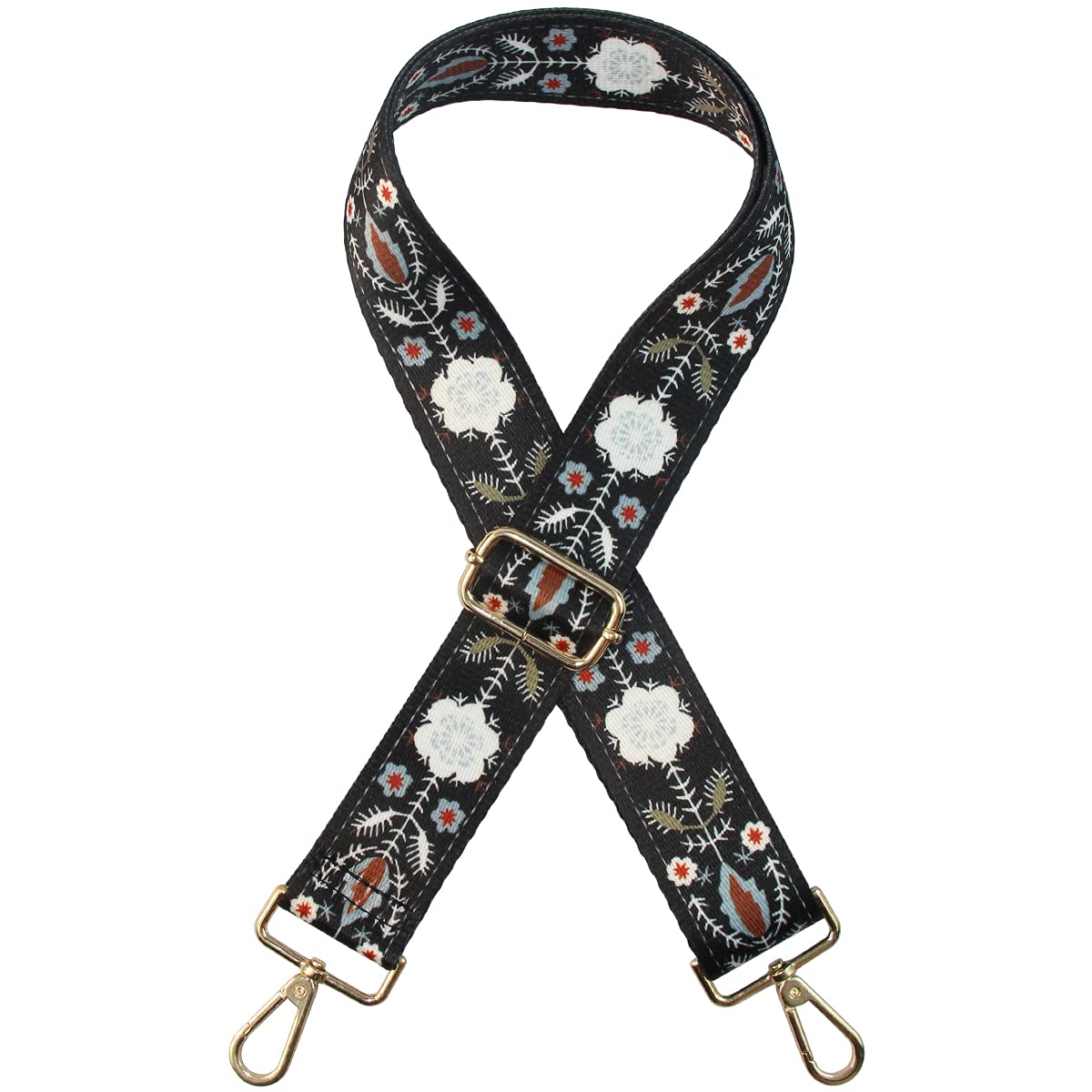 Duwi Wide Handbag&amp;Purse Strap Jacquard Woven Guitar Style Replacement Strap Multicolor Canvas Adjustable Crossbody Bag Strap