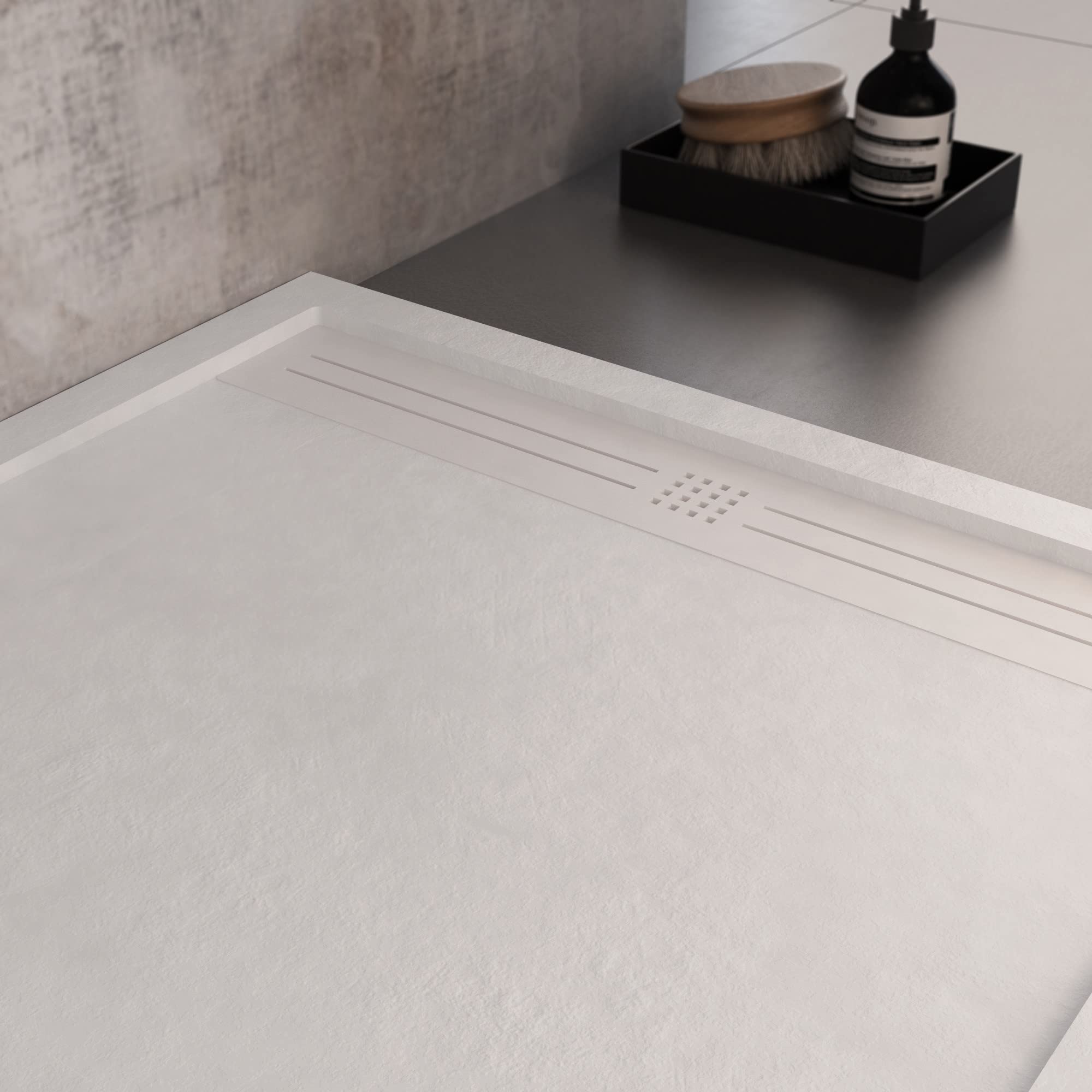 Receveur De Douche Extra-plat Texture Effet Pierre Terreno Rectangle