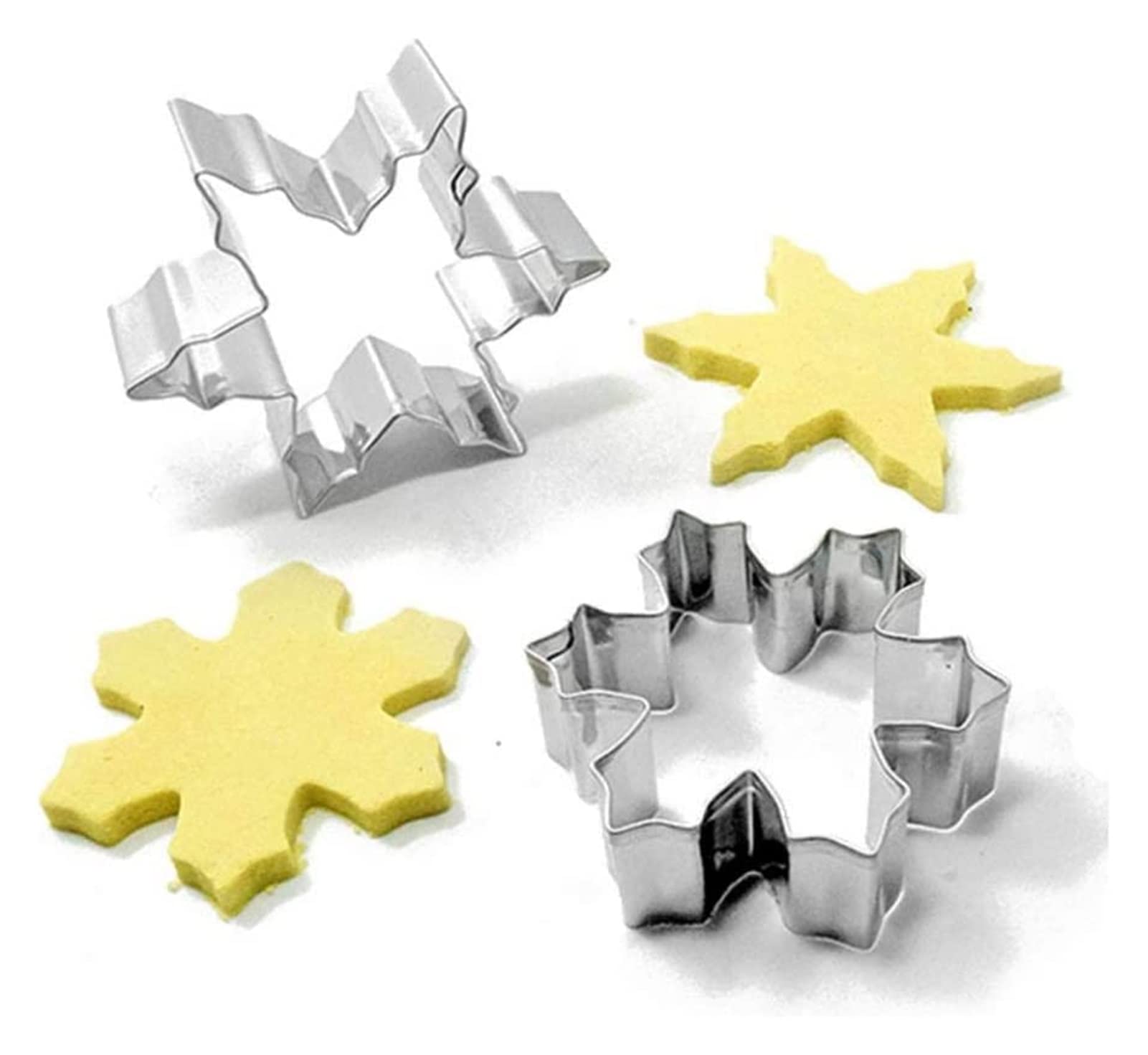 Moldes hechos a mano para hacer manualidades, moldes de Navidad, moldes de galletas, moldes de copo de nieve, cortadores de galletas para cocina, hornear, decoración de pasteles (10 piezas)