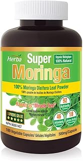 Herba Organic Moringa Capsules - 1000mg Per Day | 180 Moringa Leaf Capsules | 500mg of Organic Moringa Powder per Capsule