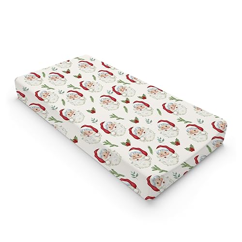 Miniatura 9 de Fundas para cambiador de pañales de Navidad con diseño de Papá Noel, copos de nieve de invierno, color rosa, para niños y niñas, suaves y elásticas,