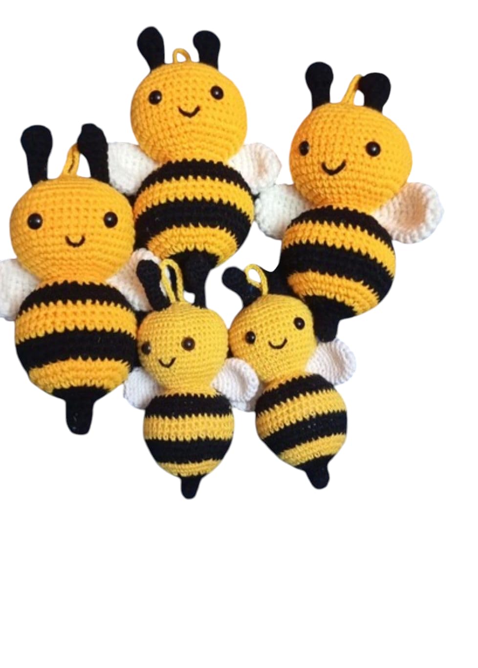 Handmade Crochet Honey Bee Plush Toy – Eco Friendly Wollen Yarn Bee Doll in Yellow Black Colour | Soft Amigurumi Bee for Kids, Home Decor, Gifts & Keychains-image-25