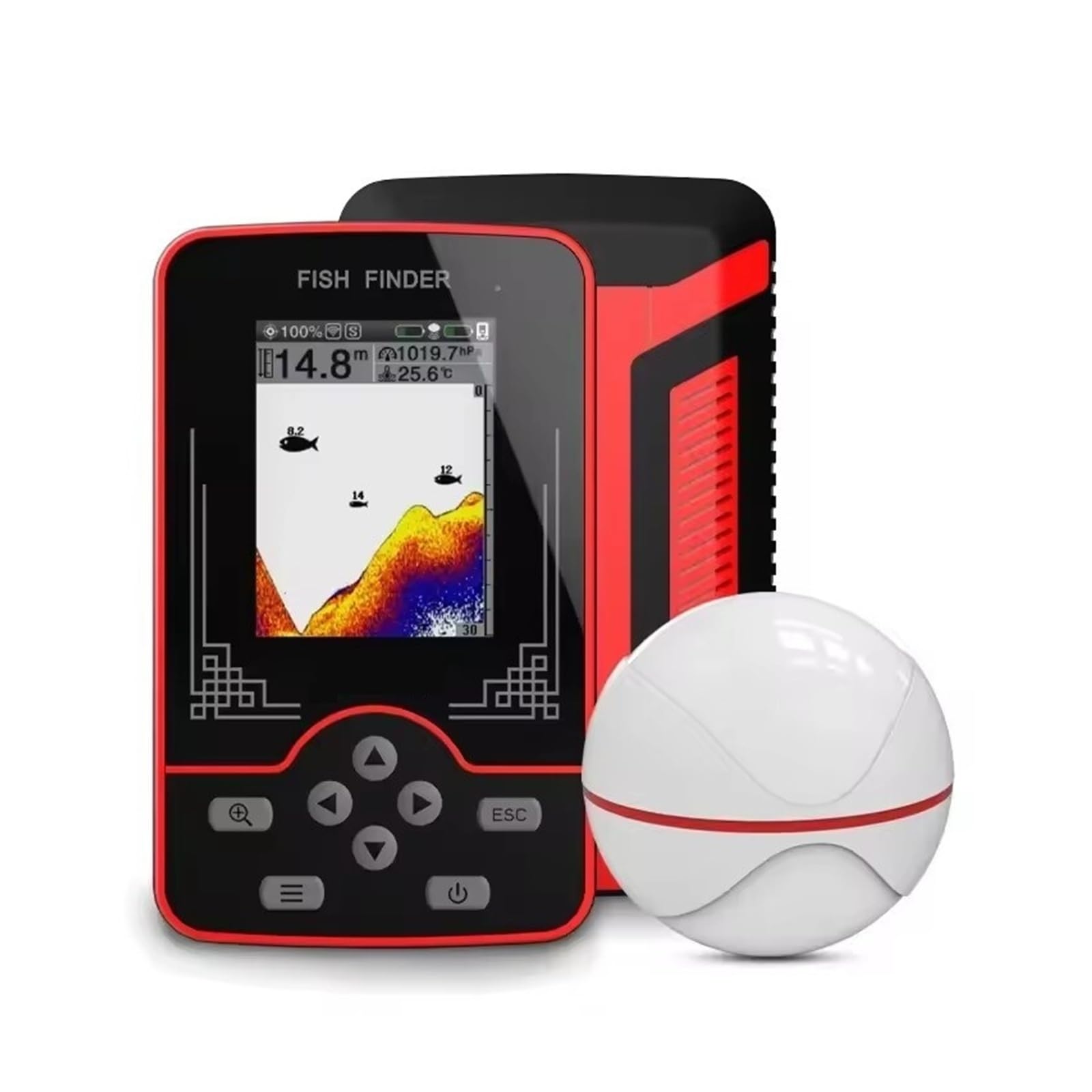 Ecoscandaglio, Ecoscandaglio con sensore wireless ricaricabile, ecoscandaglio a distanza di 100 m