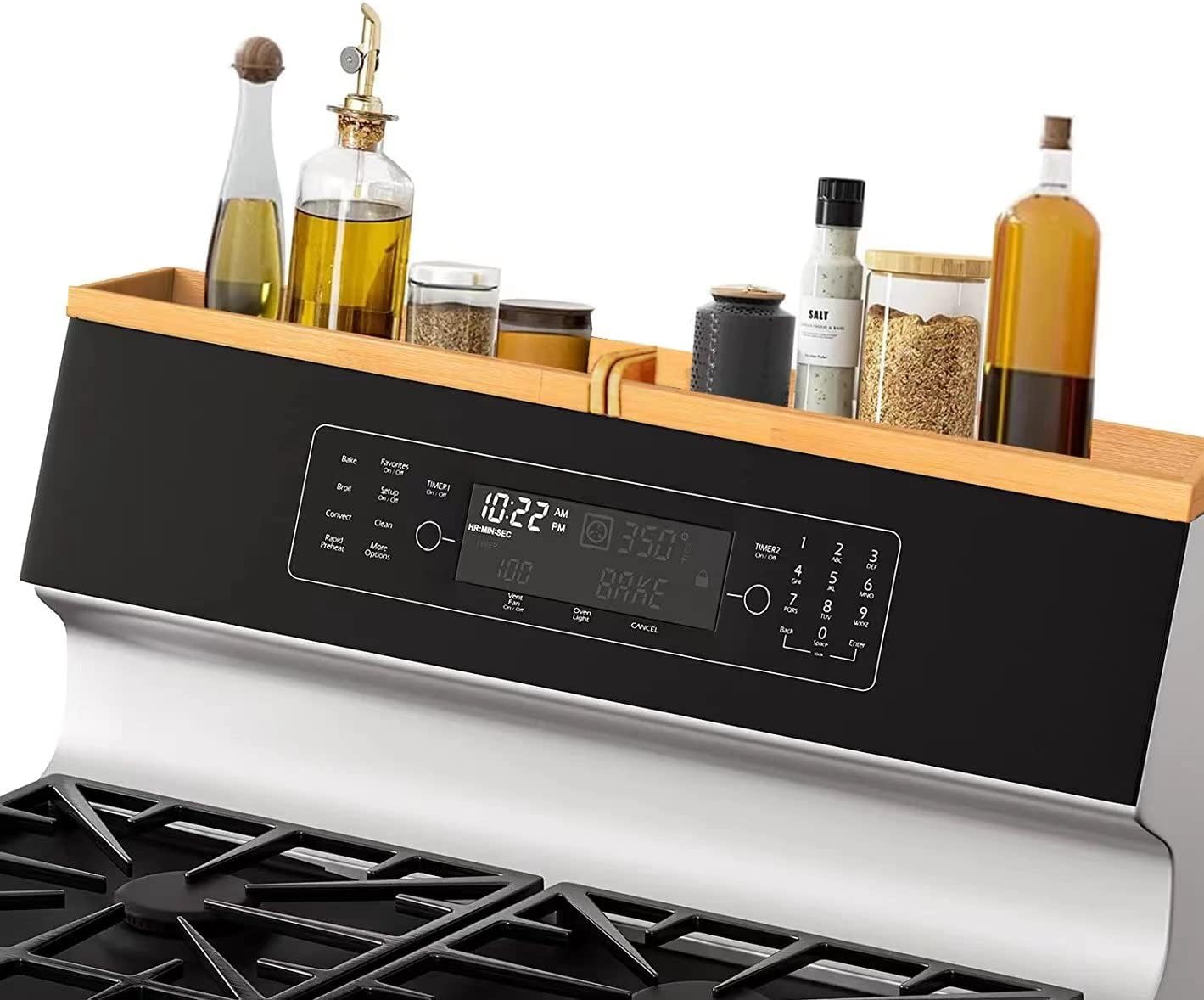 Bamboo Stove Top Shelf for Kitchen Organizer，2 Pcs 15