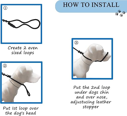 Miniatura 3 de Multifuncional Figura 8 Cabeza acolchada Cabestro Caminar Entrenamiento Tapón de Cuero Deslizamiento Perro Correa Bozal (Bronceado)