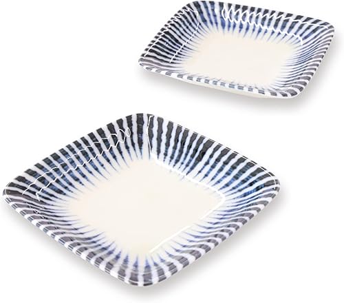 Miniatura 10 de Mino Ware Sendan Tokusa - Juego de platos de borde de patrón japonés de 2 a 9 pulgadas