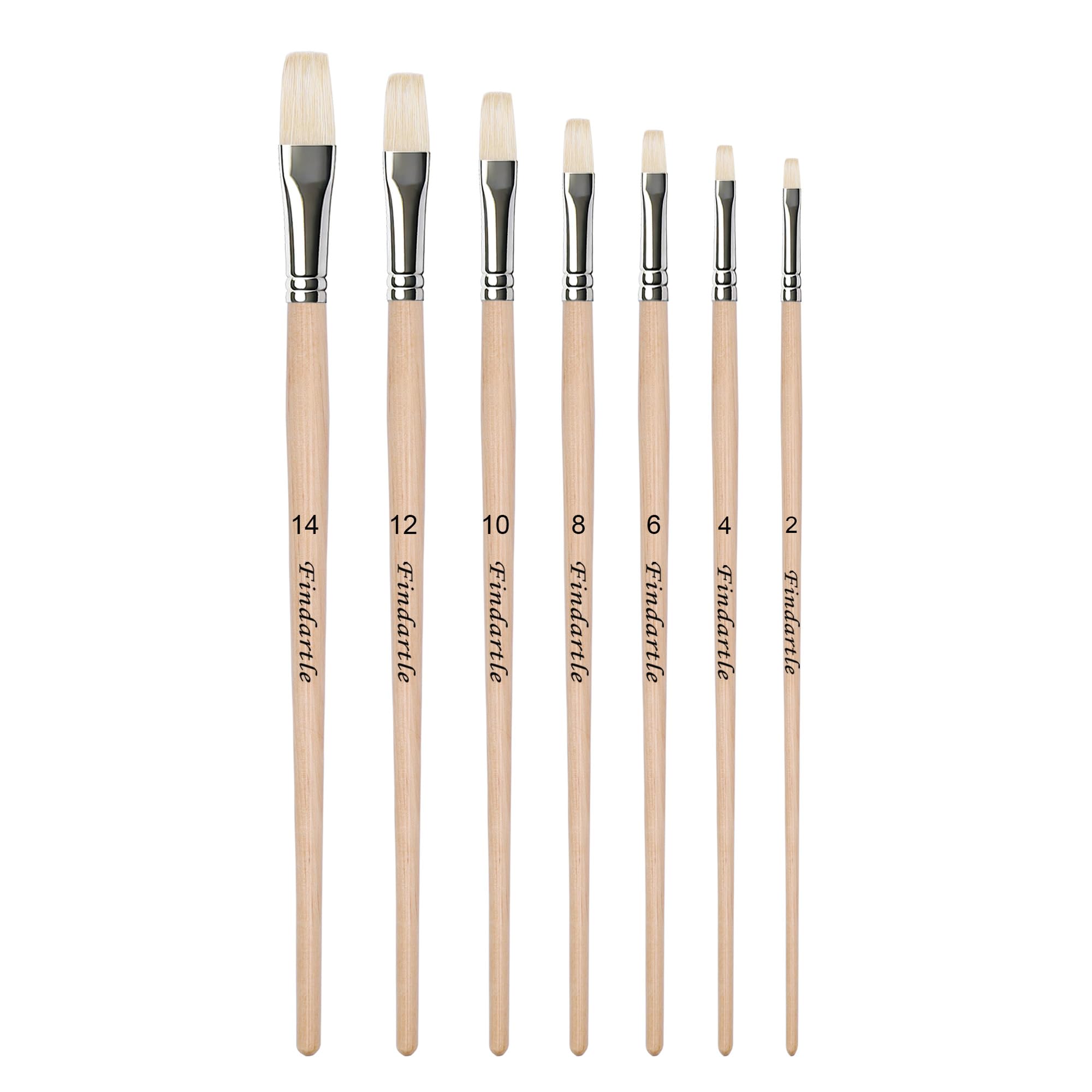 Findartle Bristle Flat Paint Brushes With Long Wood Handle, Oil Flat Brush