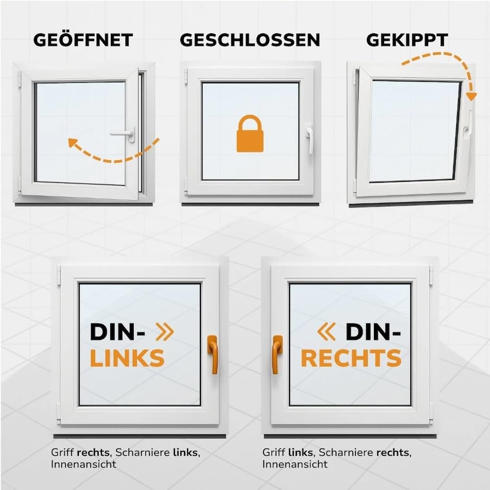 Kellerfenster - Kunststoff - Fenster - innen weiß/außen weiß - BxH: 50 x 40 cm - 500 x 400 mm - DIN Links - 2 fach Verglasung - 60 mm Profil