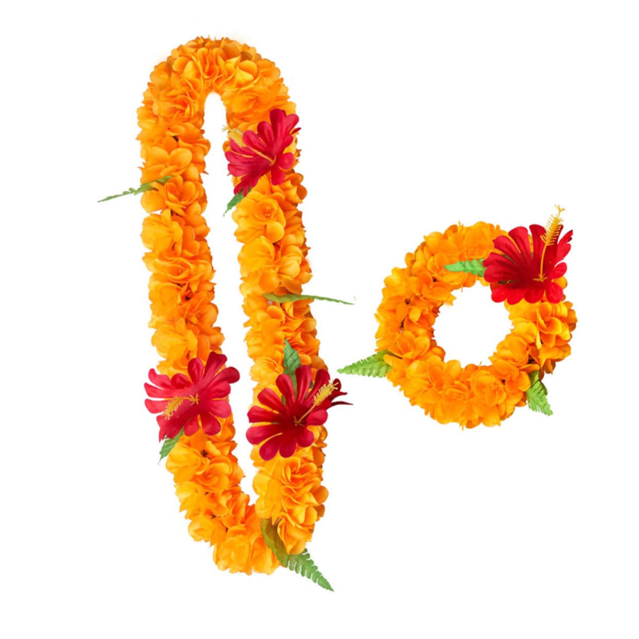 4 Pezzi Ghirlande Hawaiane per Feste Fiori Artificiali Fasce Realistiche Bracciali Collo Simulano Spiaggia Tropicale