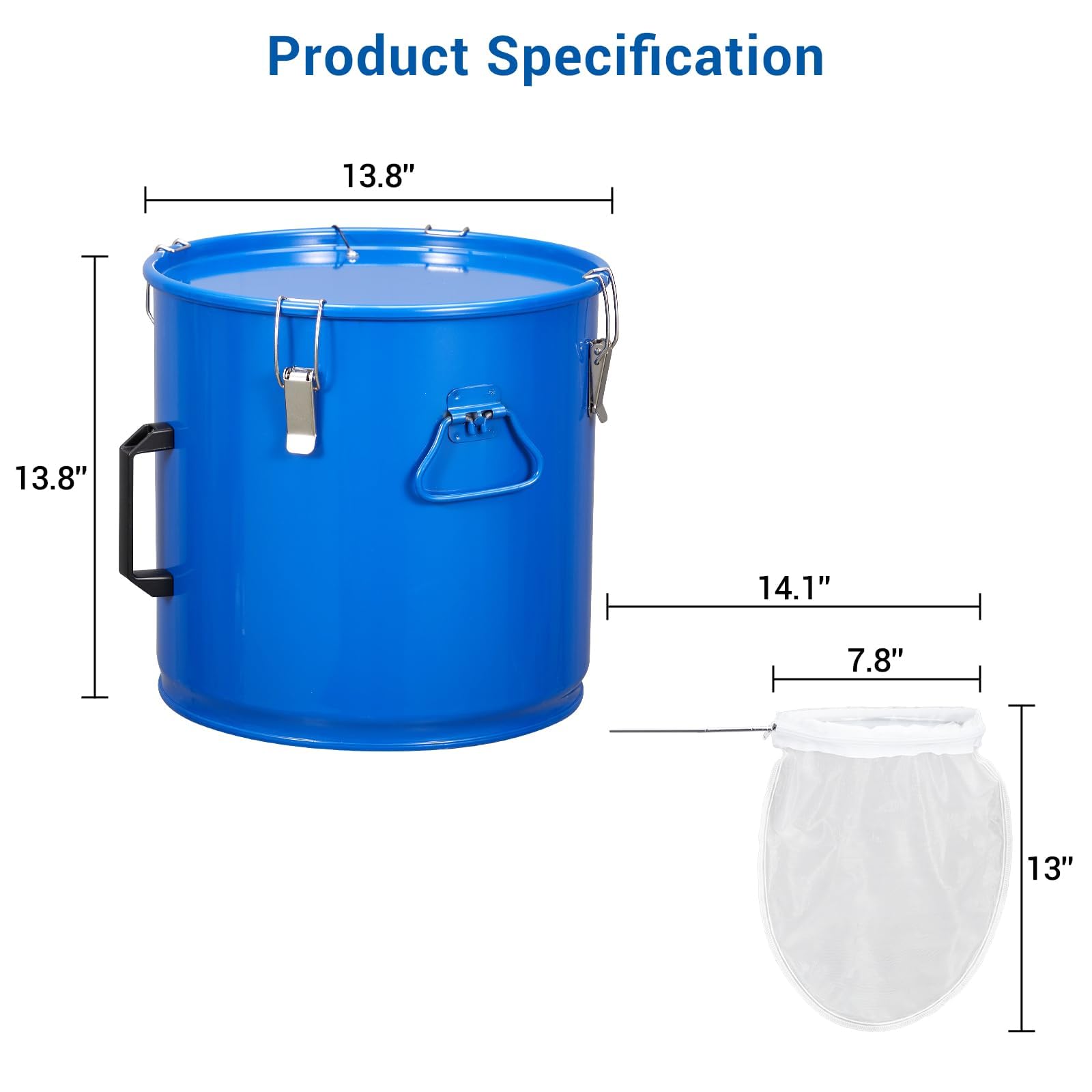 Garvee Seau à Graisse 30L pour Friteuse – Sac Filtre et Poignées | Acier au carbone, Transport et élimination sûrs de l’huile – Nettoyage professionnel – Revêtement anti-oxydant