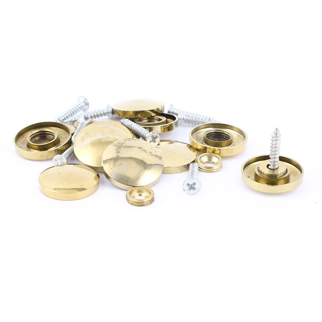 Aexit 10 Pcs Quality Parts Fitting Parts Brass Tone 22mm Diameter Screw Cap Mirror Nails Decoration Lid Model:36as294qo366
