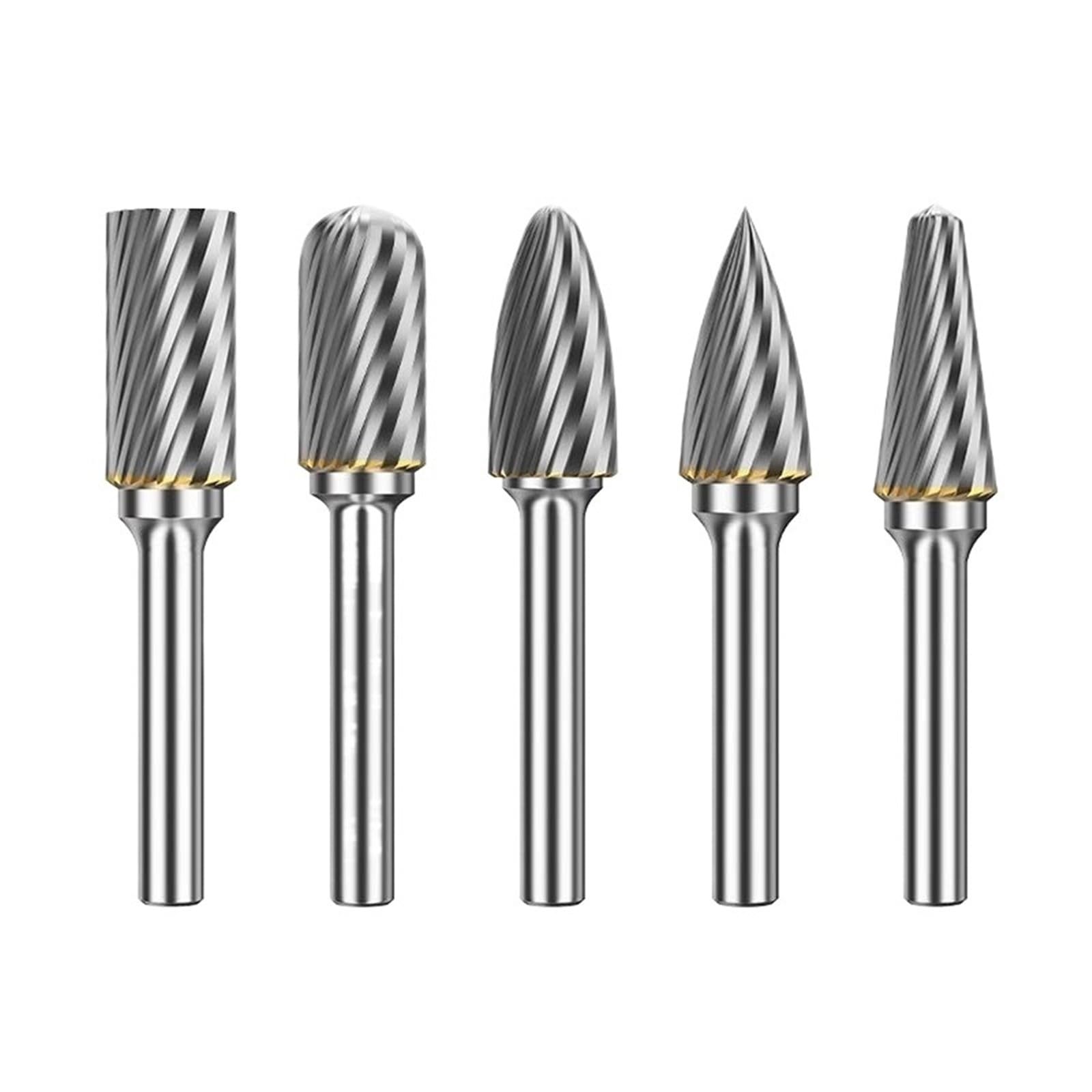 5pcs Carbide Rotary Burr Cut Grinding Tool Wood Metal Stone Carving Bits Double Diamond Cut Rotary Bits(TZ15280505)
