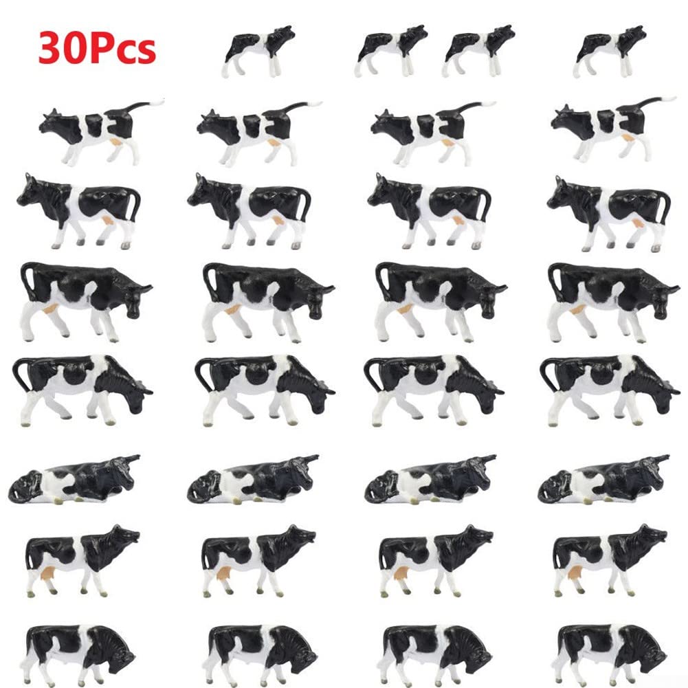 30Pcs FAI DA TE Modello Ferroviario Animali Modello Dipinto Fattoria 1:87 HO Scala Mucche Modalità