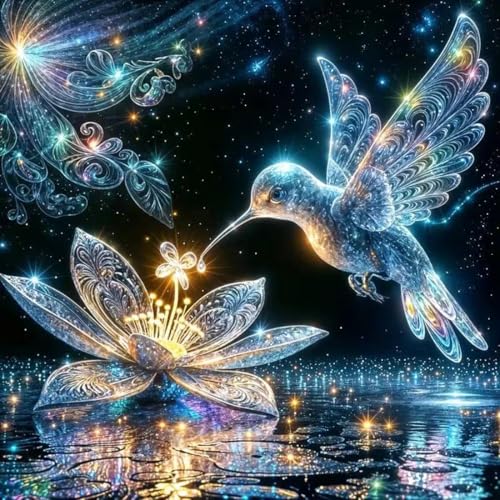 SHICERNHJ Hummingbird Diamond Art Kits for Adults,DIY Bird Diamond Painting Kits Round Diamond Dots for Adults,5D Full Drill Painting Kit Art and Crafts for Adult Home Wall Decor 14 X 14inch