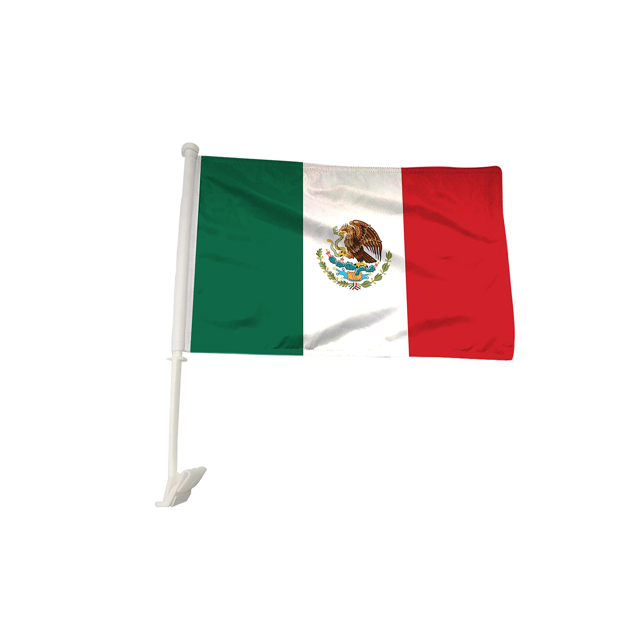 BannerBuzz Mexico Car Flag Window Clip Flag 18” X 12” Including Poles for Patriotic, Sports Events, Parades (Premium - Double Side Printing, Pack of 5)