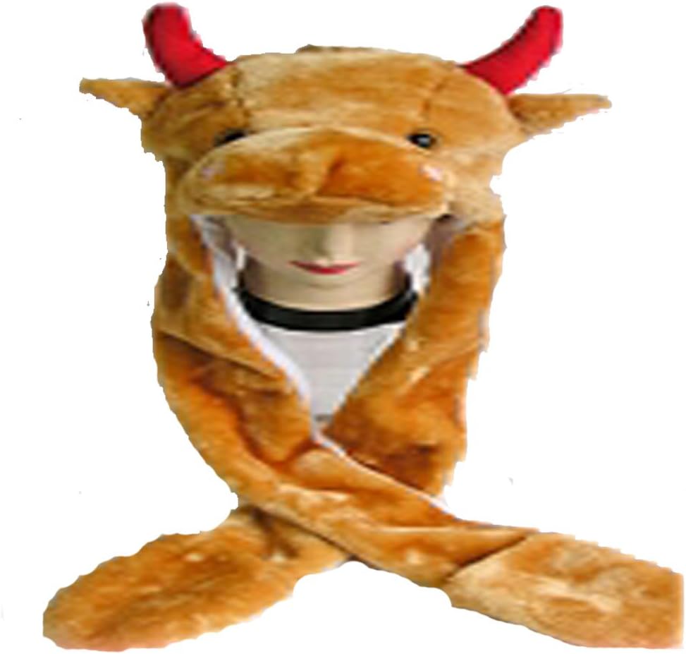 Hee Fly Plush Animal Winter Hats with Paws (Bull)