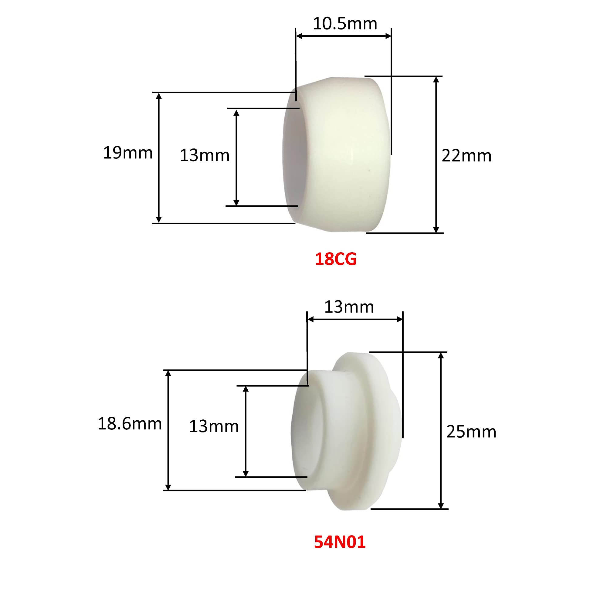ELCAN Consumibles y accesorios profesionales para antorcha soldadura TIG serie WP 17 18 26 con toberas cerámicas, boquillas, difusores, tapones y porta-tungstenos. 44 piezas