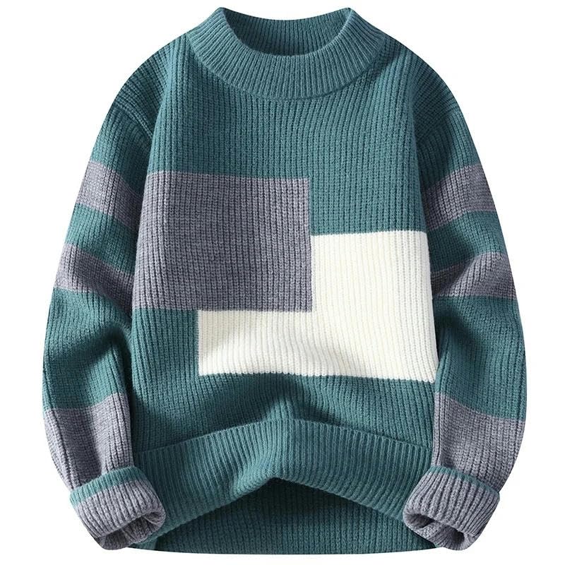 Sweaters Men Winter Korean Style Warm Sweater Splicing r Patterns Pullovers4