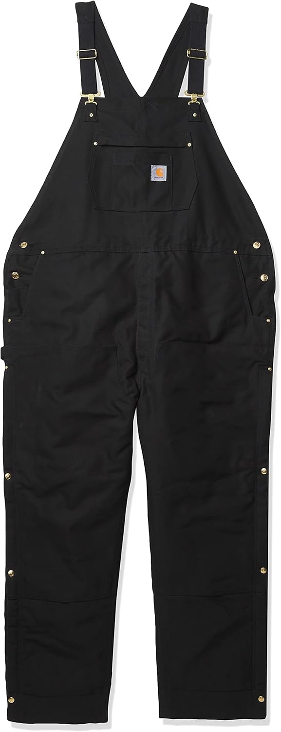 Carhartt Men's Loose Fit Firm Duck Insulated Bib Overall, Black, Large