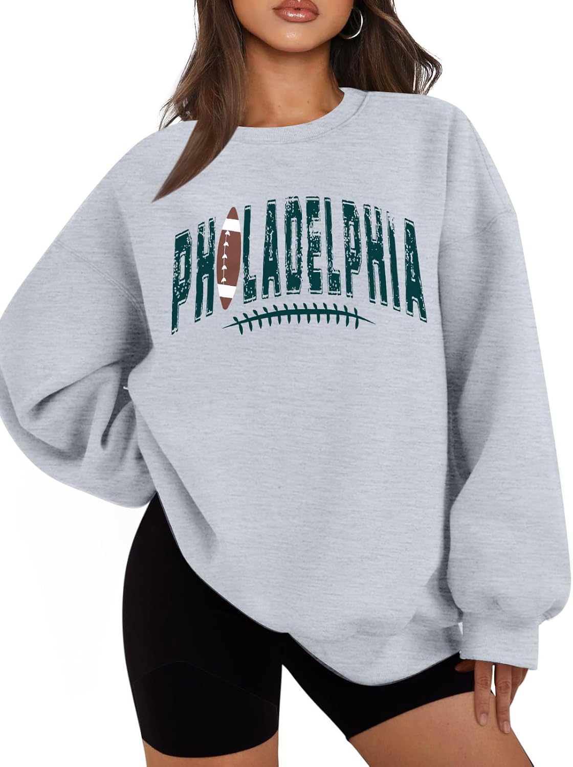 SFHFY Football Sweatshirt Women: Oversized Game Day Lightweight Shirt Football Team Fan Pullover Rugby Top