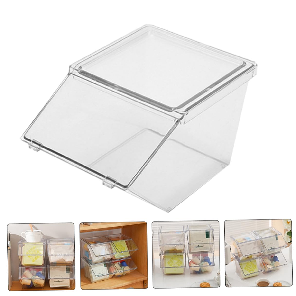 Gadpiparty 4 Stück Teiliges Acryl aufbewahrungsbox Deckel Stapelbare Teebeutel Zucker Kaffeepacket Organizer für Küche und Tisch Transparent Großzügiges Fassungsvermögen Langlebig und
