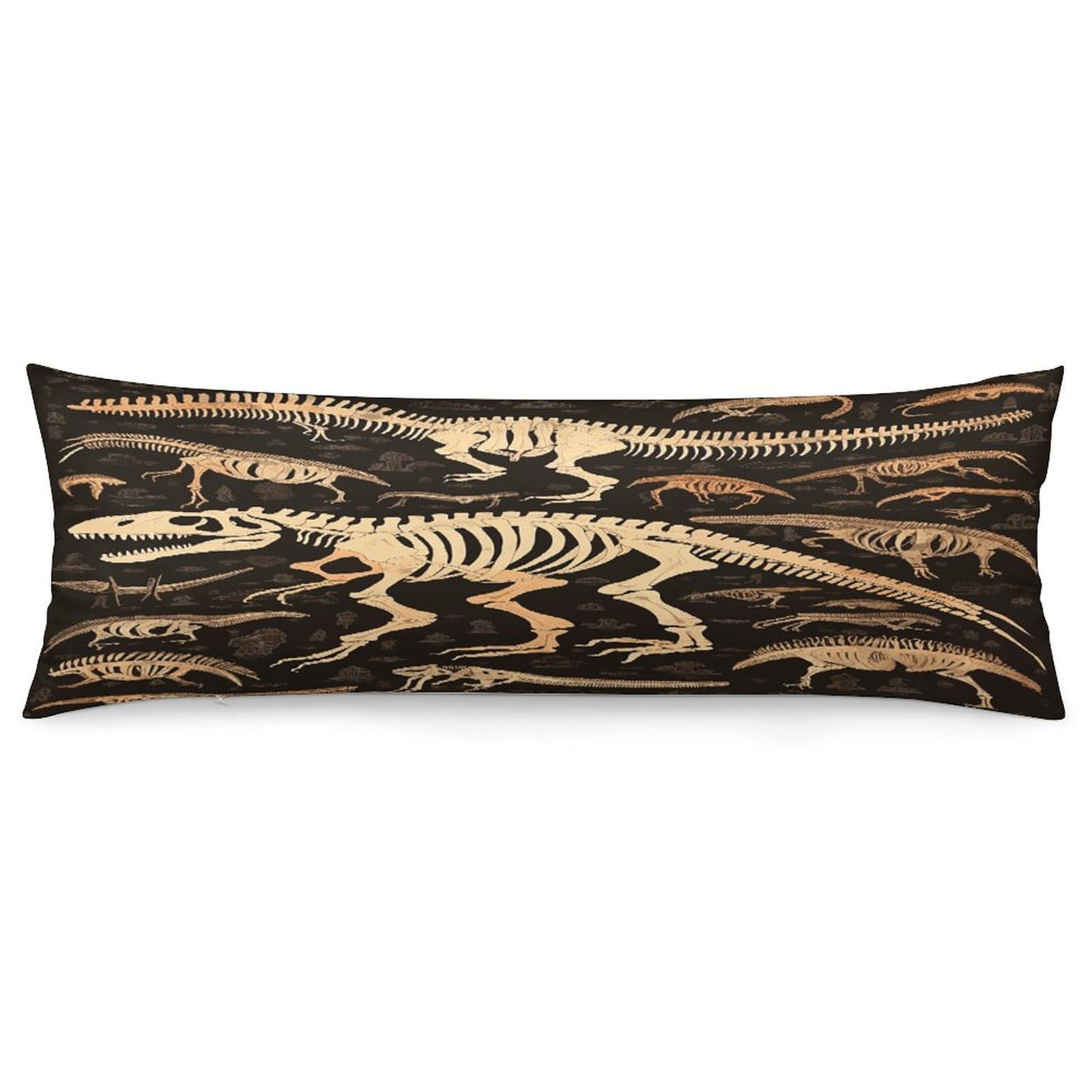 Dinosaur Skeleton Print Body Pillow Cover Soft Full Long Pillow Cover Decorative Large Pillow Case Cozy Body Pillow Pillowcase Pillow Shams for Bed Sofa Couch Room Decor 18.9 X 53 Inch