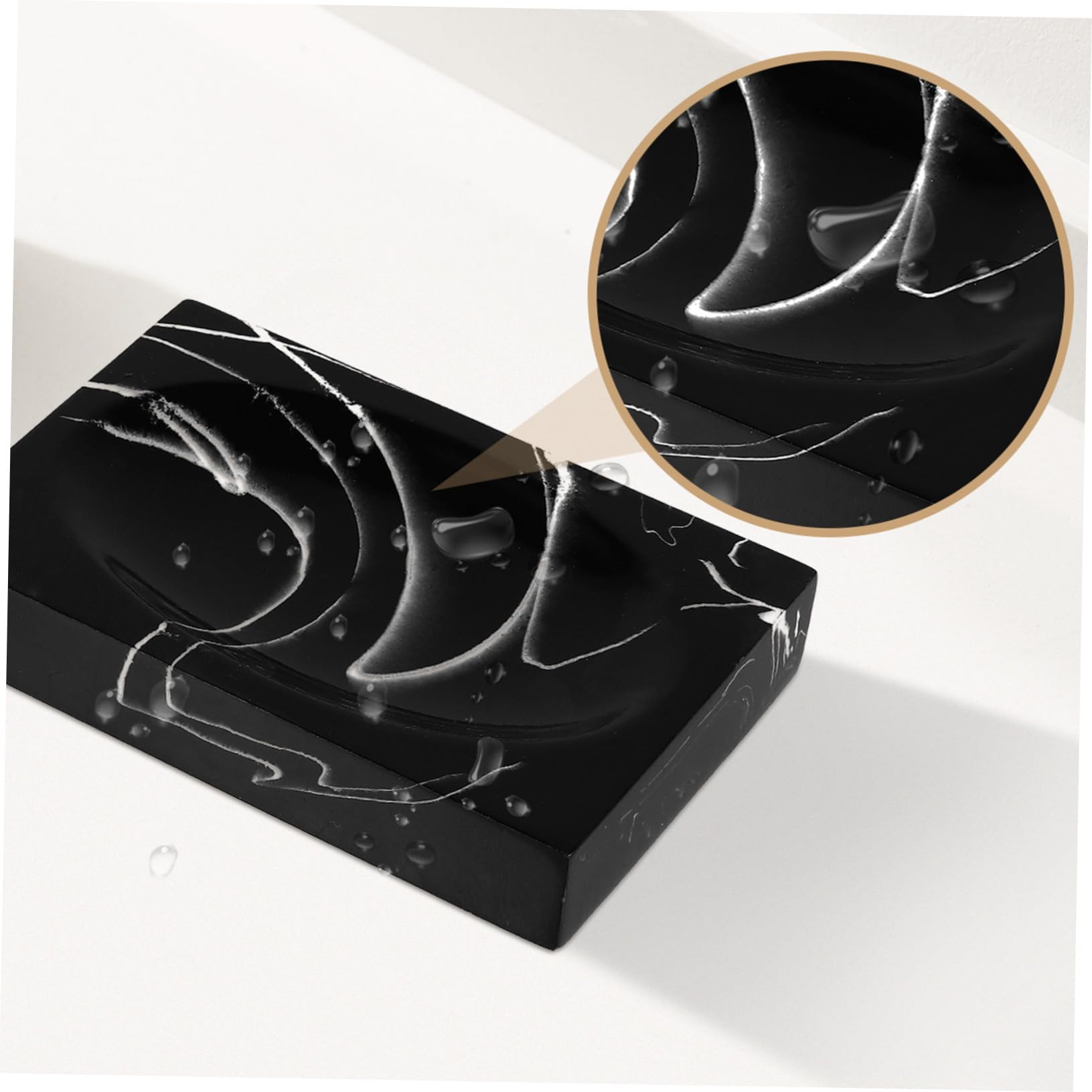 ABOOFAN Juego de Accesorios de Baño Marmolado Negro Jabonera, Estante para Cepillos, Vasos Enjuague Bucal y Botella de Viaje, Resina Práctica, para Baño y Viaje, Set de 5 Piezas