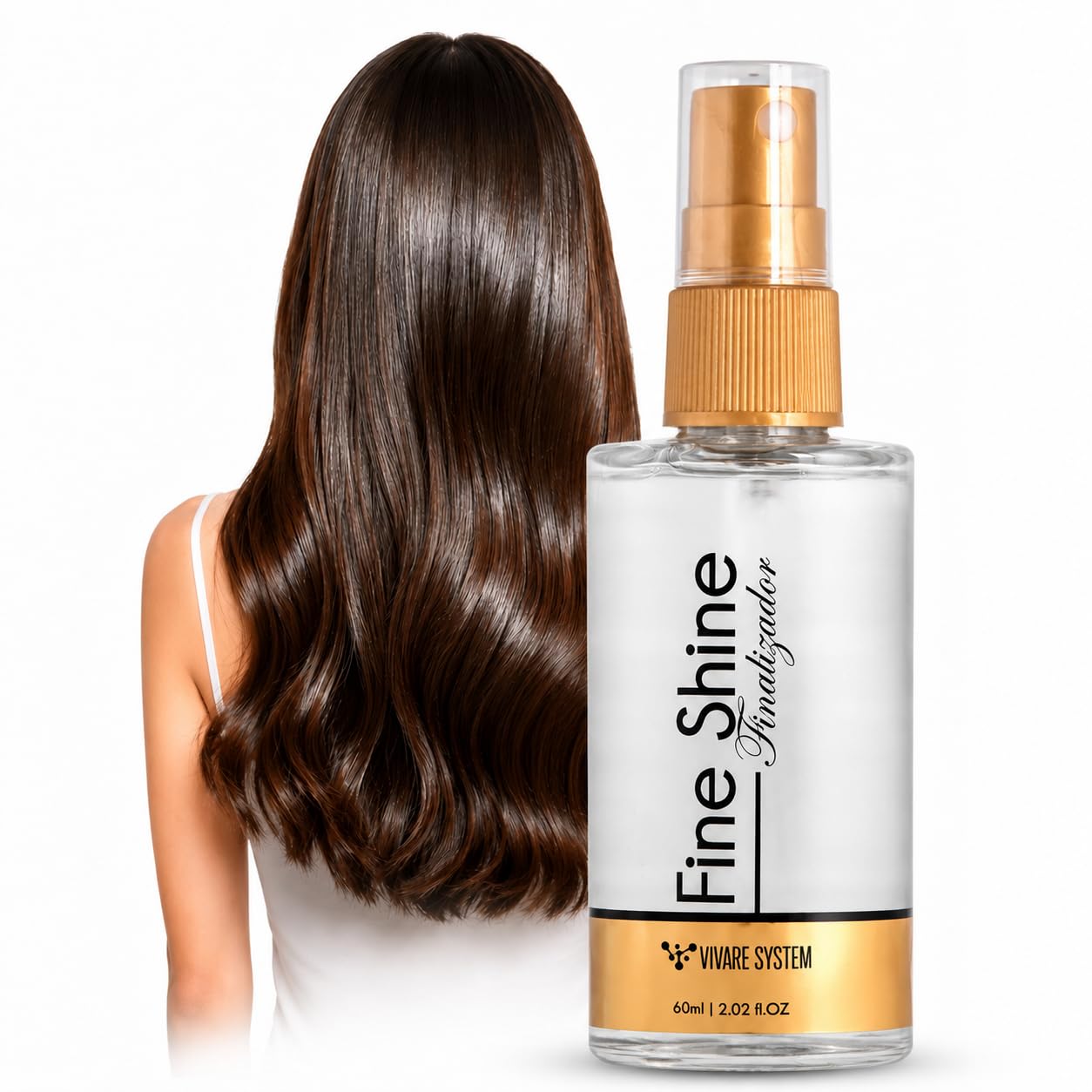 Fine Shine Voganni, PERFUME capiliar radiante, Brilho Intenso Imediato, Protetor Térmico