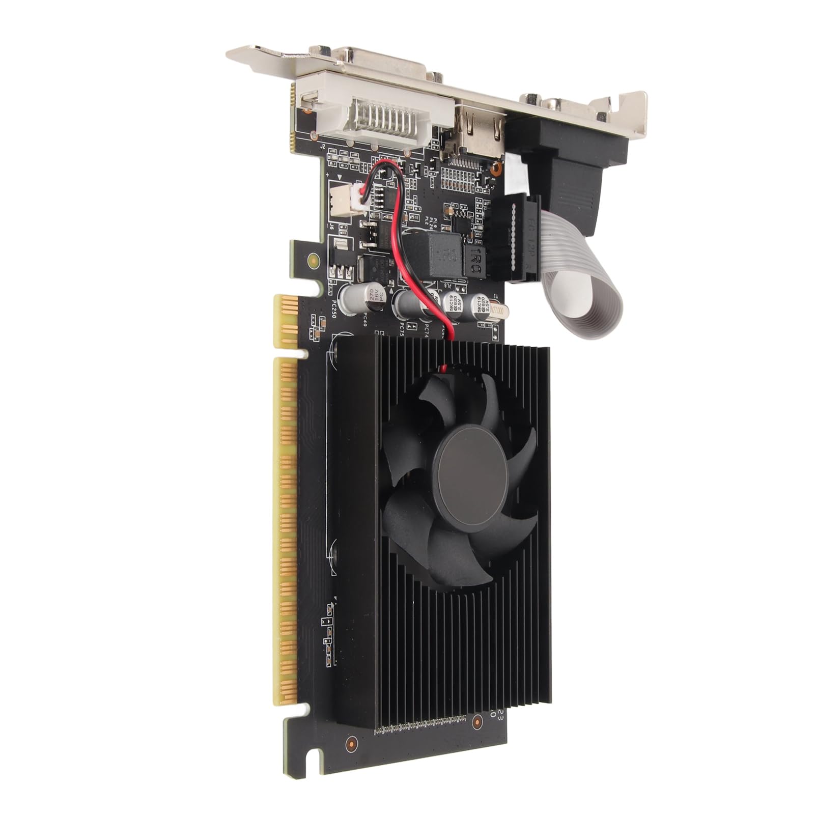 Tarjeta Gráfica para Computadora, GT610 2GB DDR3 64bit 810MHz 600MHz DVI VGA HDMI PCI Express 1.1 X16, Tarjeta Gráfica para Juegos con un Ventilador