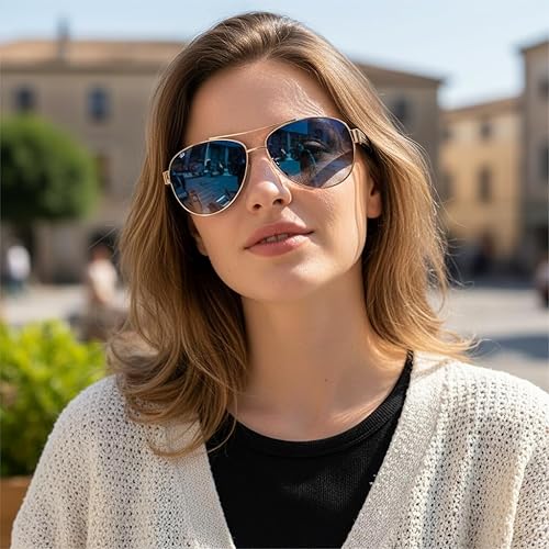 Miniatura 2 de CARFIA Gafas de sol polarizadas para mujer, protección UV, ultraligeras, cómodas, con marco de metal, gafas de conducción CA3210